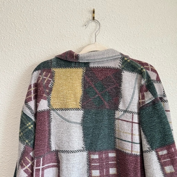 VTG‎ Style New York Y2K Womens Medium Snap Button Flannel Fleece Shacket Cabin - Picture 7 of 12
